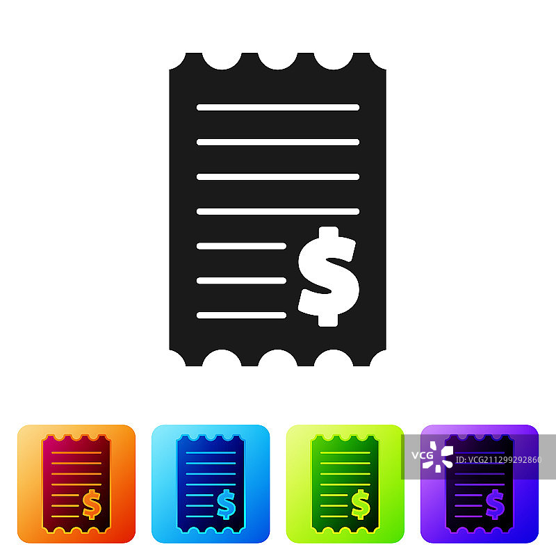 黑色纸质支票和金融支票图标图片素材