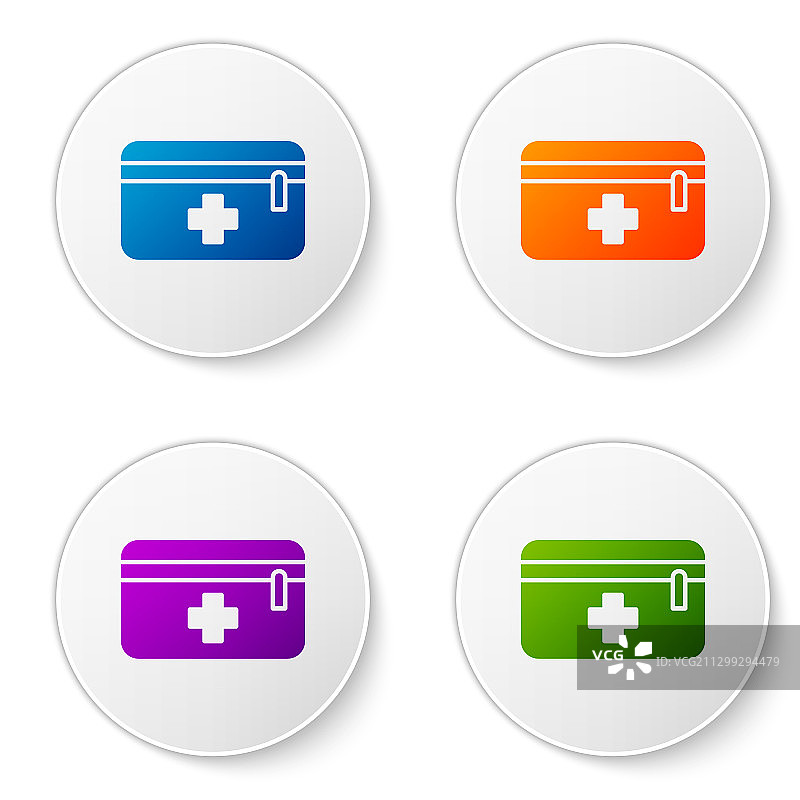 白色背景上的彩色急救箱图标图片素材