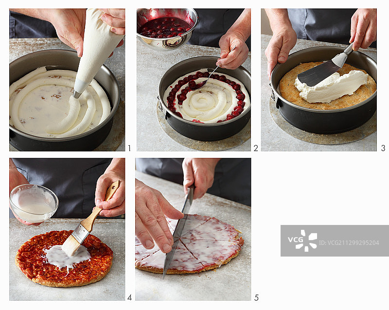 荷兰樱桃蛋糕制作过程图片素材