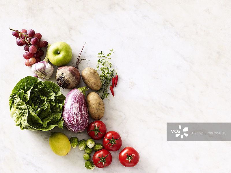 蔬菜、生菜、香草和水果组合图片素材