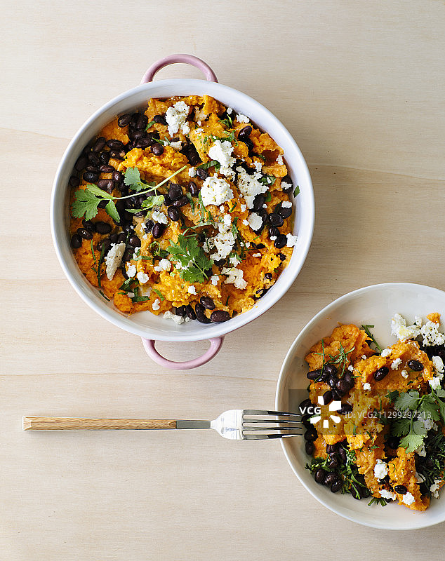 黑豆羊奶酪甜土豆泥图片素材