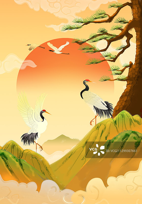 松鹤延年图片素材