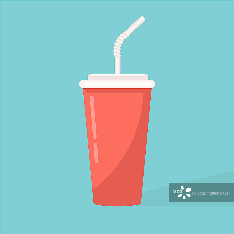 纸杯图标：带吸管的红色纸杯图片素材