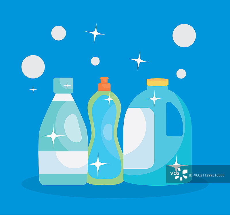 彩色设计的清洁产品瓶图标图片素材