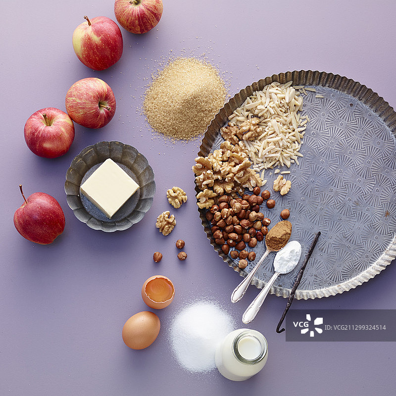 香草酱烤苹果的食材图片素材