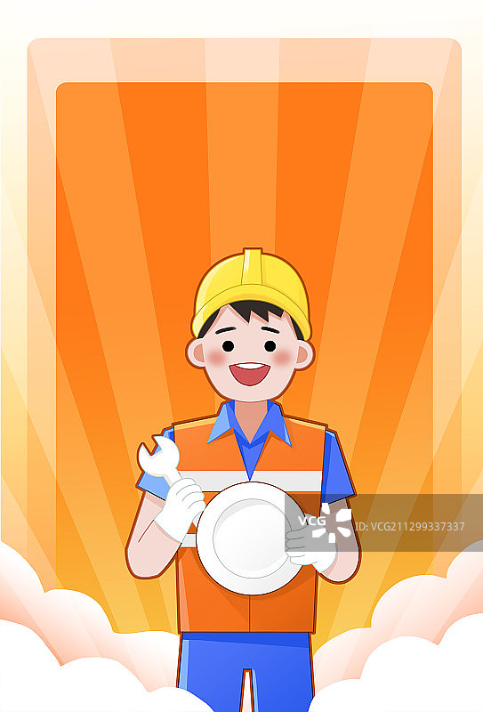 工人提倡光盘反对浪费图片素材