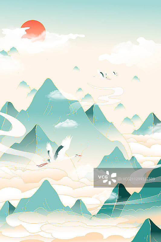 仙长大人财神爷喝酒举杯庆祝中秋节新年仙鹤中国风国潮矢量插画图片素材