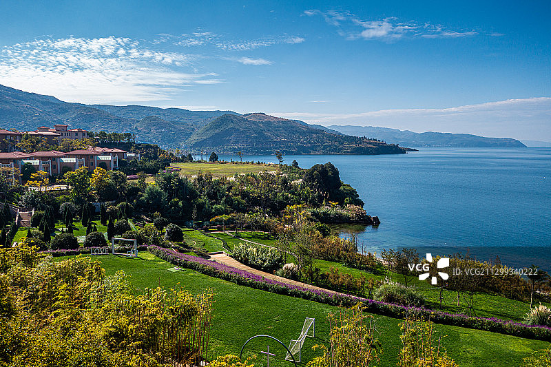 云南省玉溪市抚仙湖希尔顿酒店风光图片素材