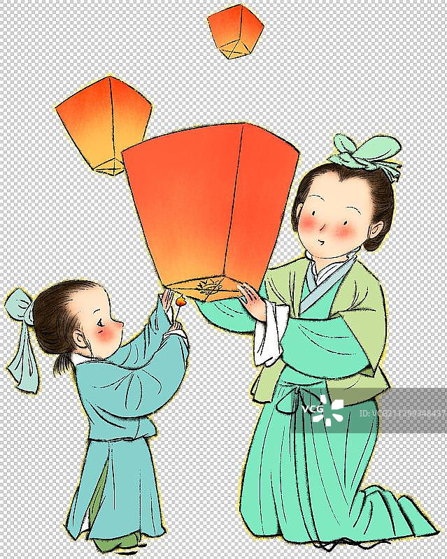 正月初八放灯祈福图片素材