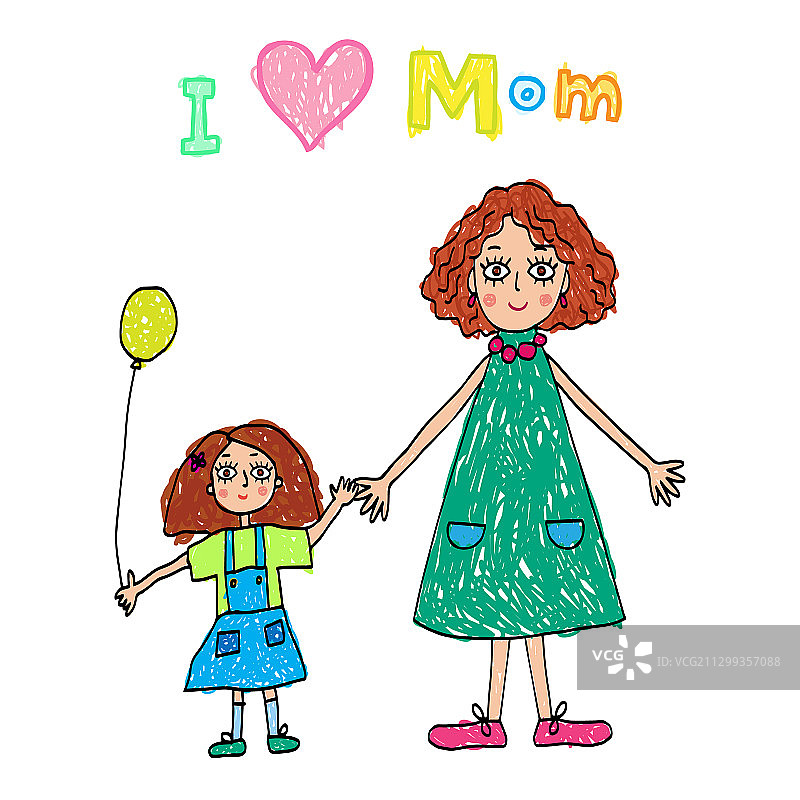 儿童绘画：母亲节快乐图片素材