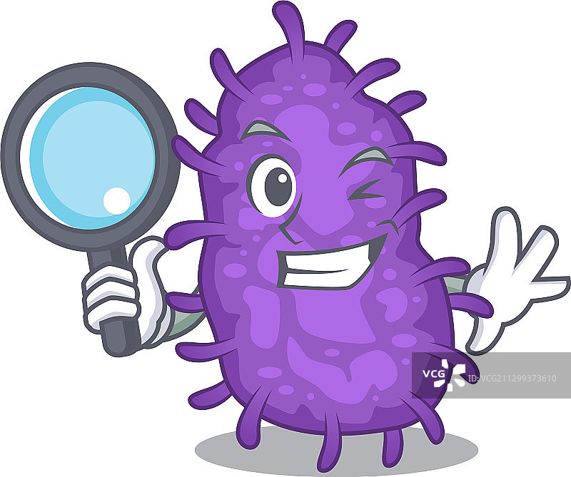 智能侦探细菌芽孢杆菌吉祥物设计图片素材