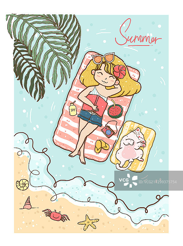 比基尼牛仔裤黄色头发可爱女孩图片素材