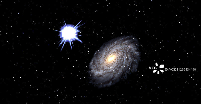 土卫一号和银河系图片素材