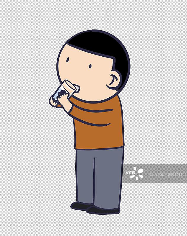 元素：喝水的男孩图片素材