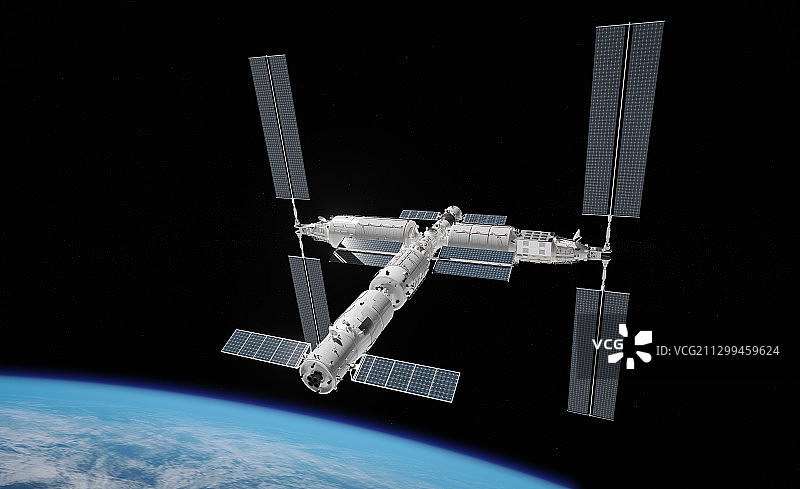 中国空间站_天宫空间站_在轨运行图片素材