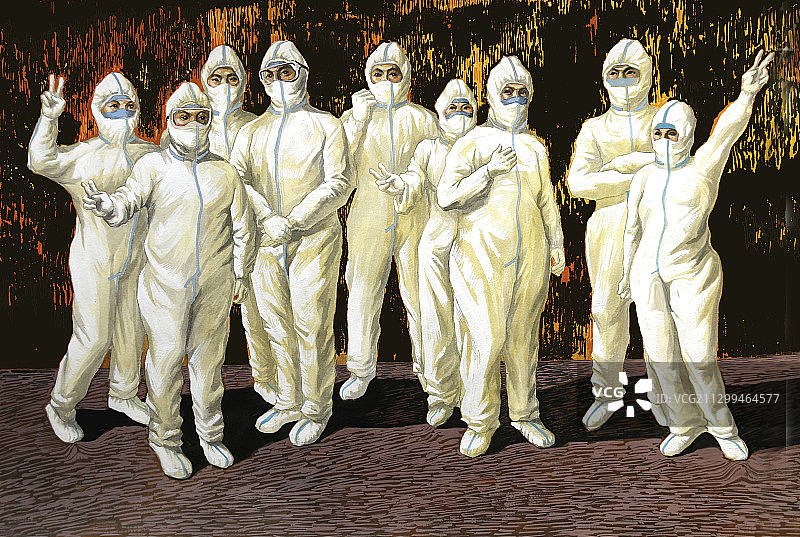 套色木刻版画《必胜》图片素材