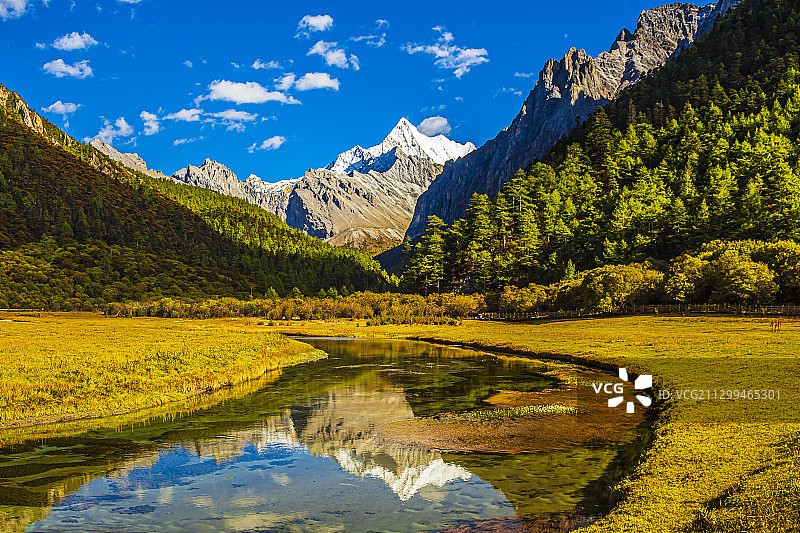 亚丁初秋 夏诺多吉雪山图片素材
