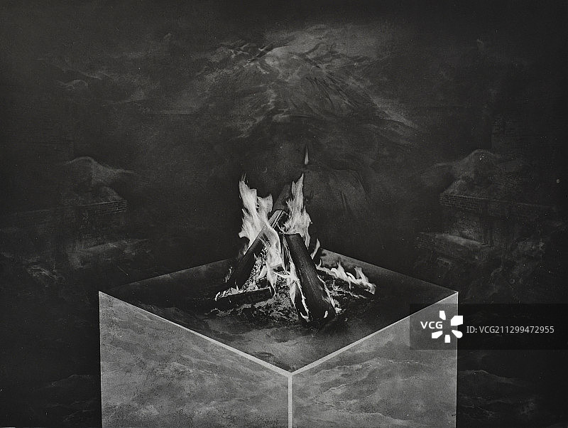 铜版画《燃烧的火焰》图片素材