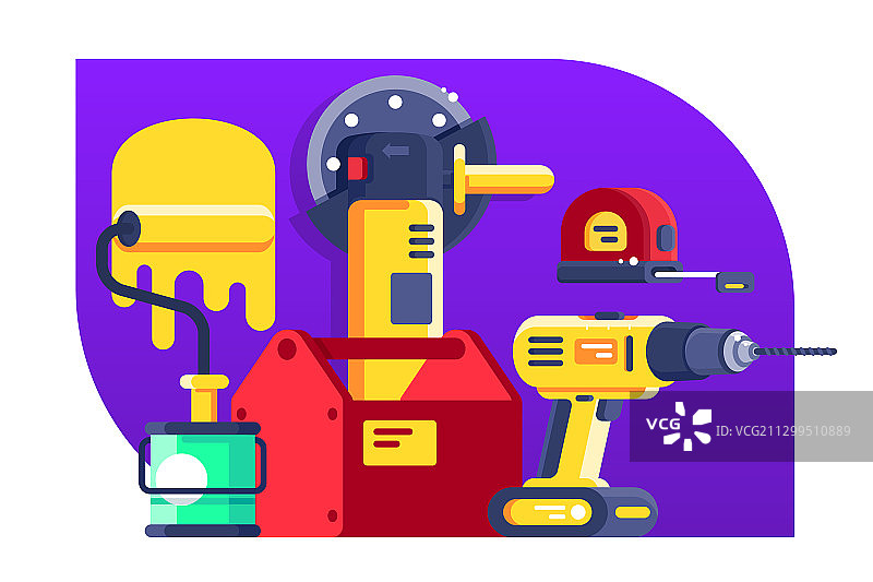 维修和建筑用建筑工具套装图片素材