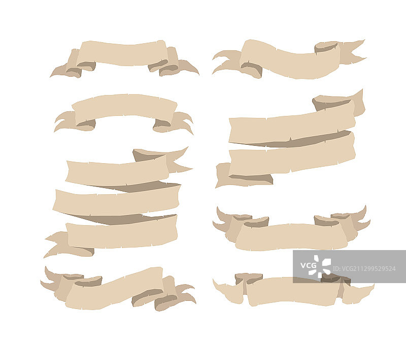 卡通彩带旧纸莎草纸图片素材