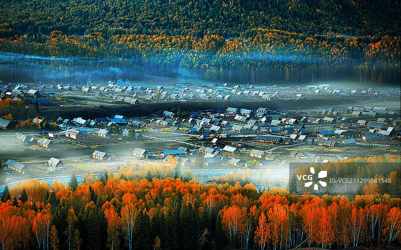 禾木村，秋天的童话图片素材