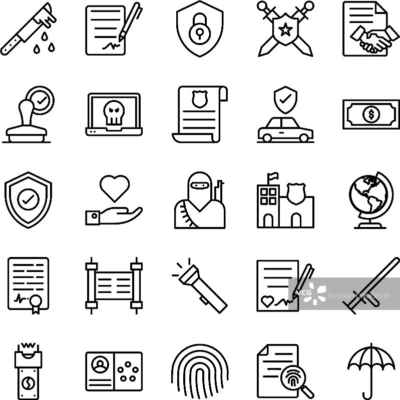 法律安全线性图标包图片素材