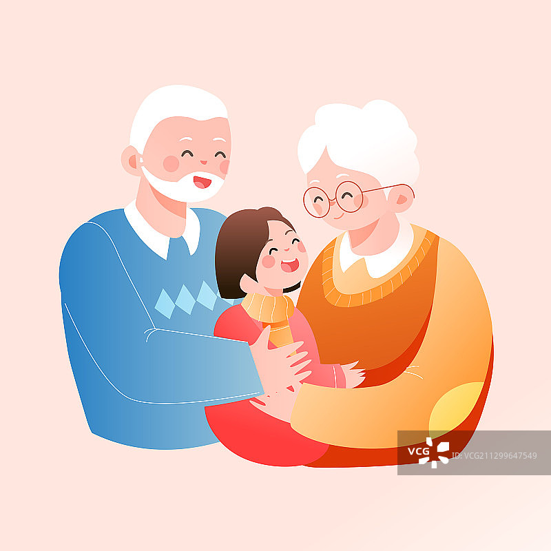 重阳节亲子家人家庭团圆关爱老人感恩节风景出游旅行旅游矢量插画图片素材