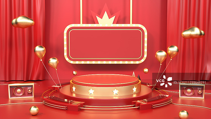 喜庆电商空间C4D图片素材