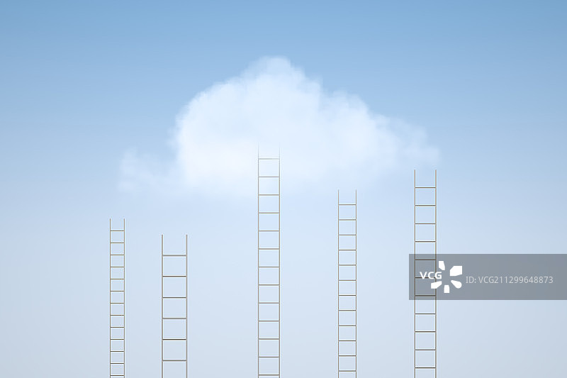 梯子通往云端，三维图形图片素材