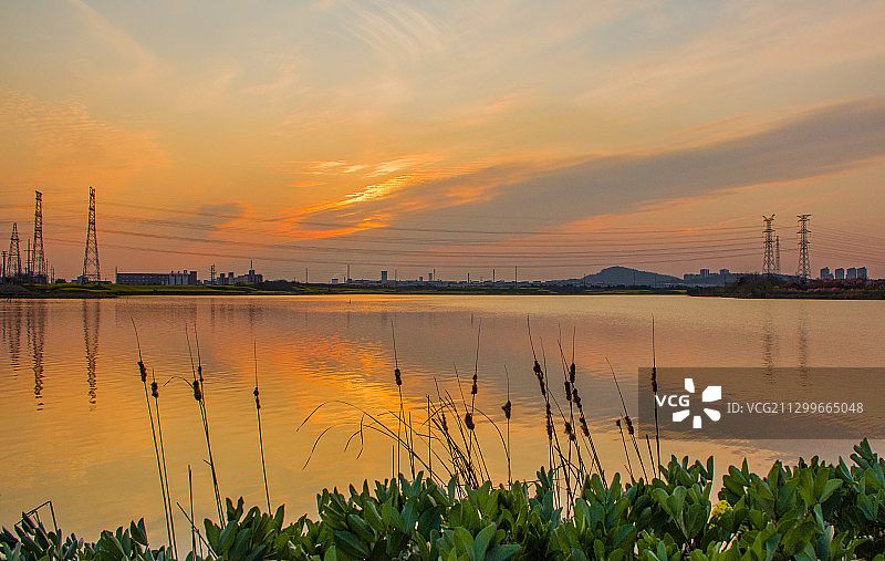 凤鸣湖晚霞图片素材