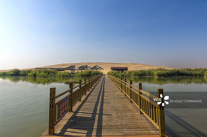 中国，宁夏回族自治区，引平罗县，沙湖图片素材