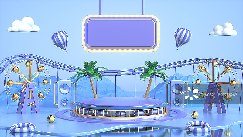 夏日旅游电商空间C4D图片素材