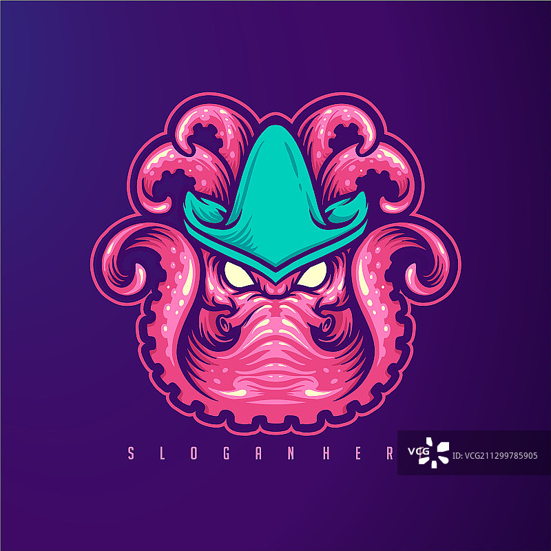 海怪章鱼吉祥物图标图片素材