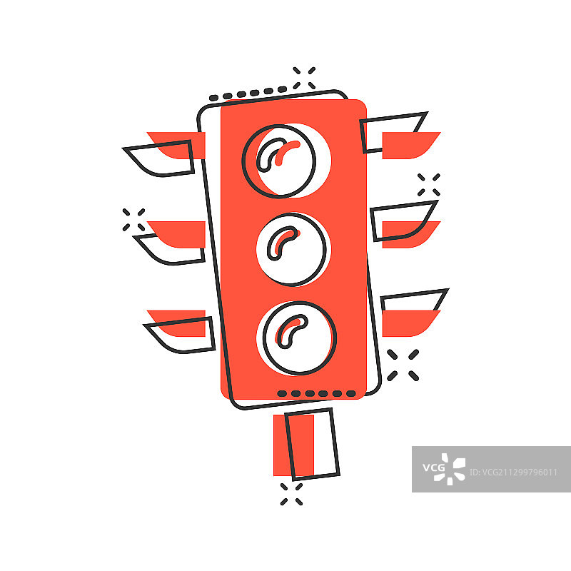 漫画风格交通信号灯图标图片素材