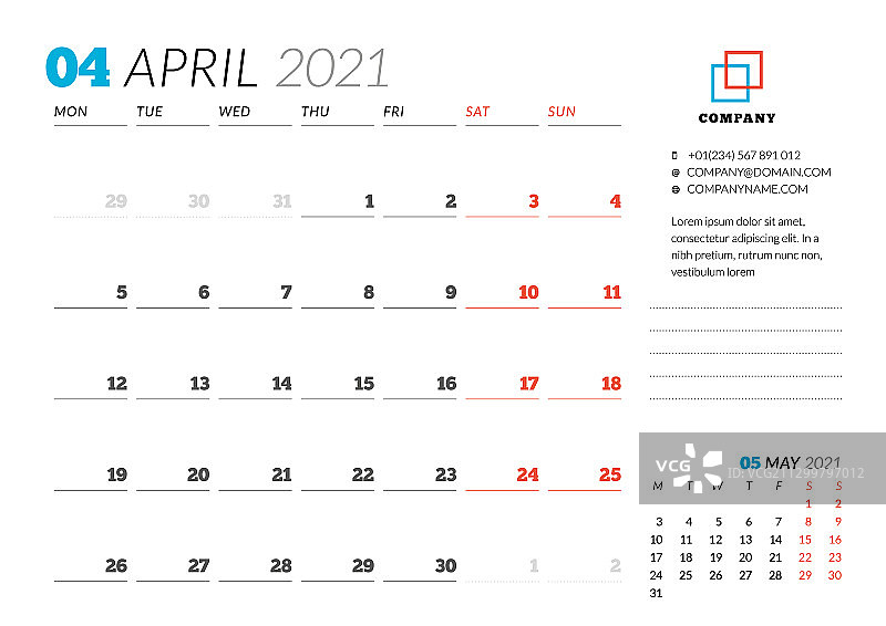 2021年4月公司设计计划模板图片素材