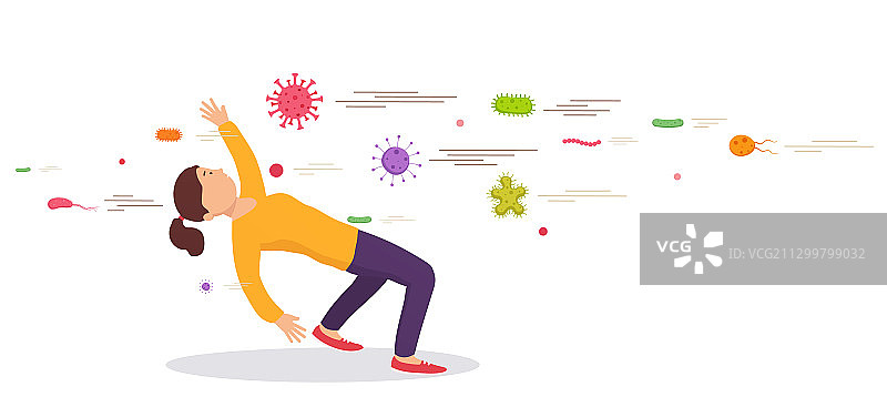 女性躲避细菌病毒图片素材