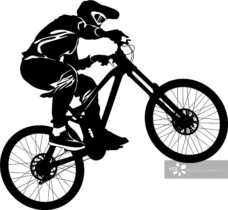 骑山地自行车的骑行者轮廓图片素材