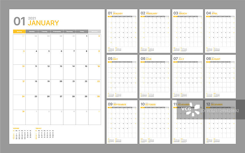 2021年挂历模板图片素材