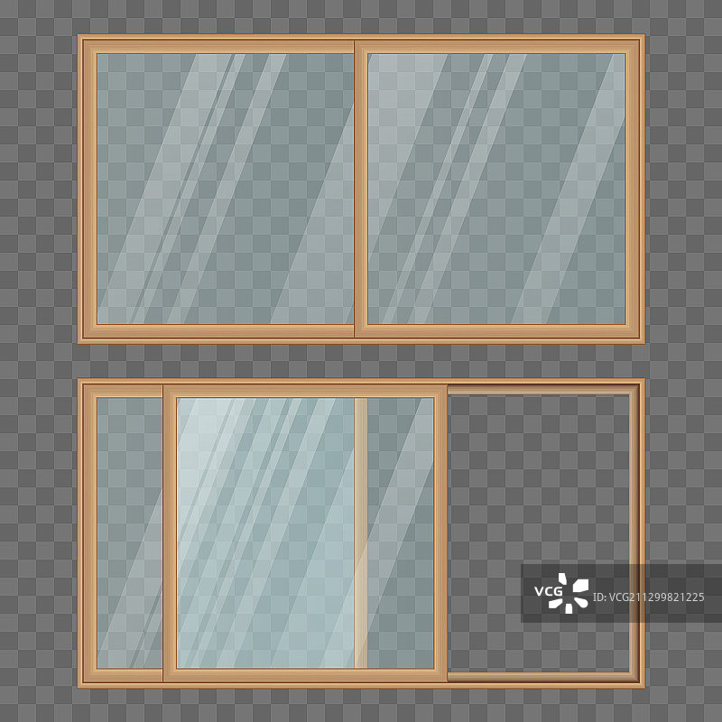 已打开和关闭的阳台推拉门图片素材