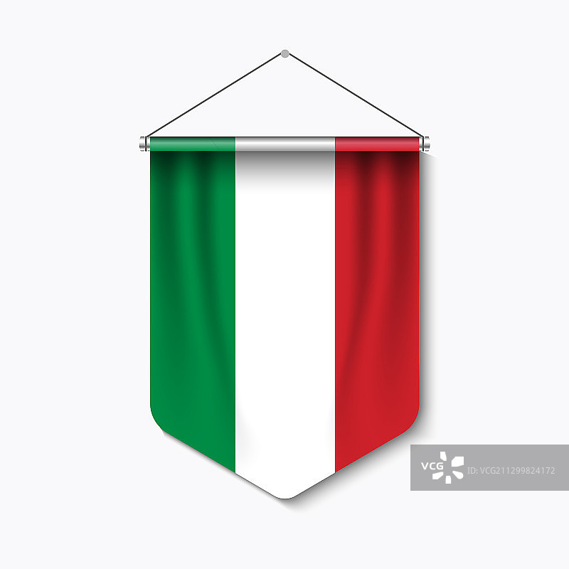 意大利国旗3D逼真三角旗图片素材