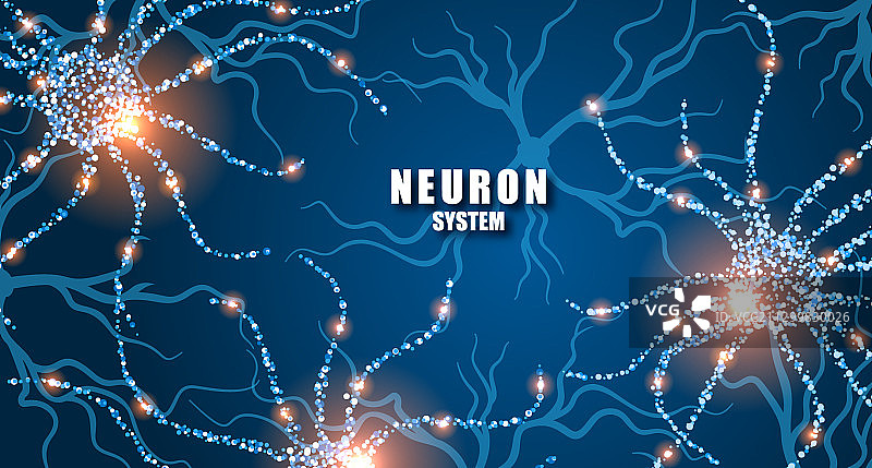 具有发光连接结的神经元细胞概念图片素材