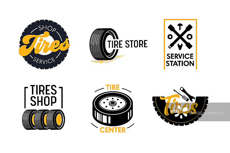 带有汽车的轮胎商店和服务图标海报图片素材