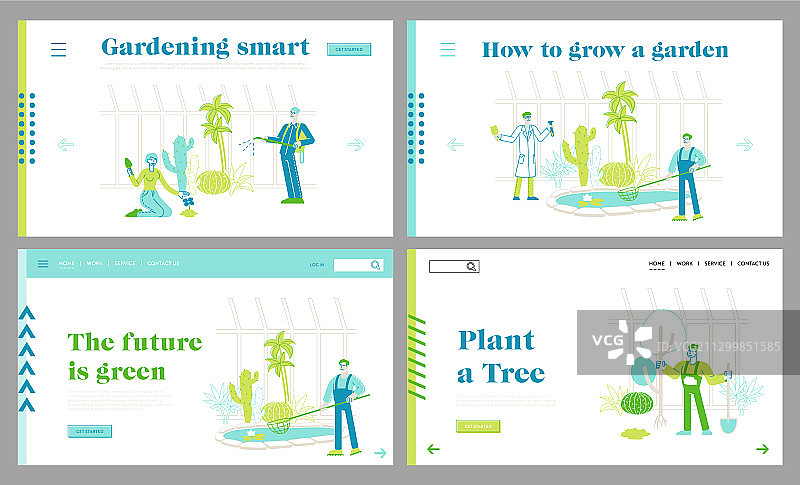 园艺：人们在花园里种植和照料植物图片素材