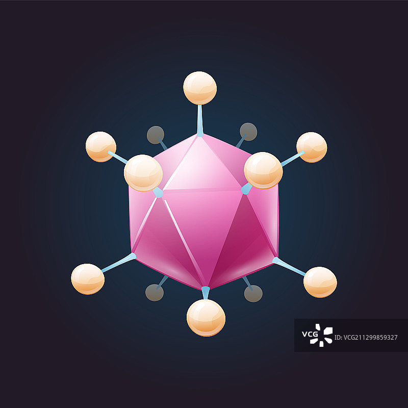 腺病毒卡通3D模型，含五邻体壳粒图片素材