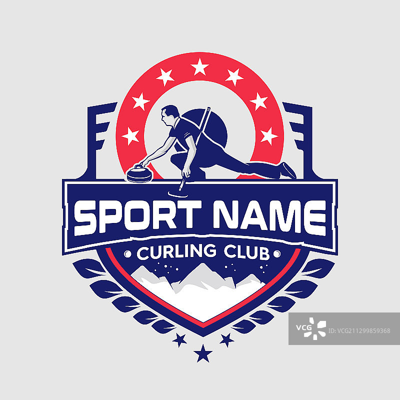 现代优雅的冰壶俱乐部运动标志图片素材