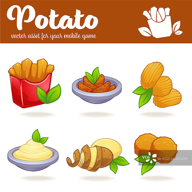 用于您的应用程序或手机游戏的土豆卡通素材图片素材