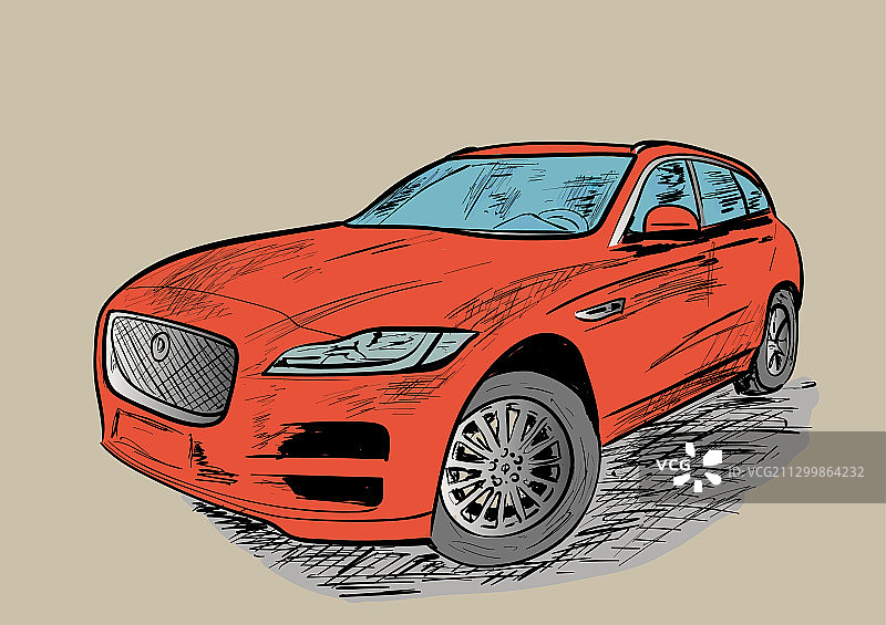白色背景上的新车素描图片素材