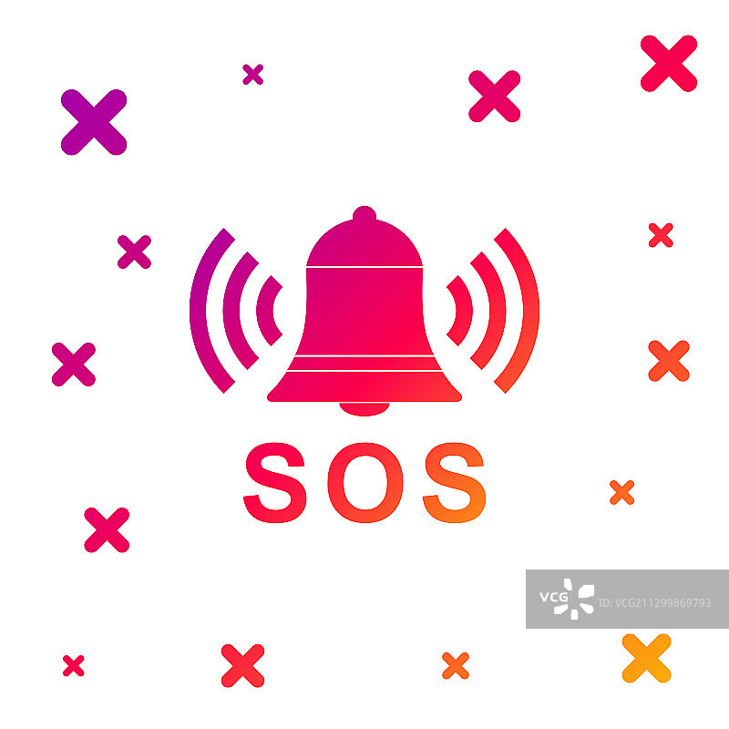 彩色闹钟与SOS求救信号图标图片素材