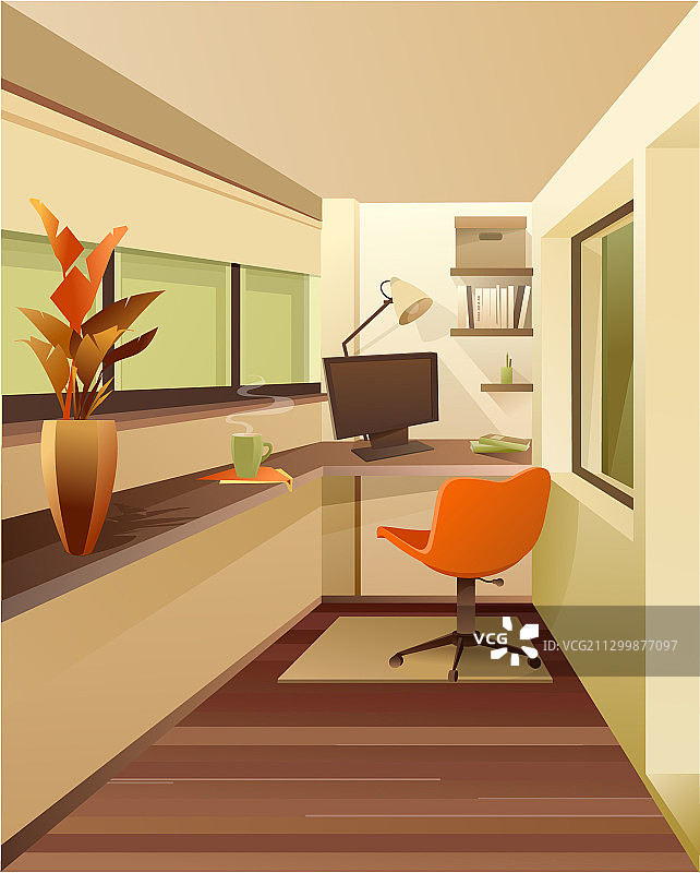 阳台上的室内工作场所图片素材