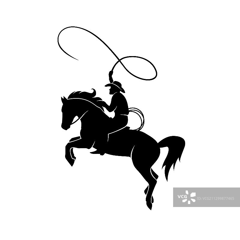 牛仔剪影图标图片素材